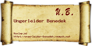 Ungerleider Benedek névjegykártya